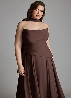 Azazie Gabriela Bridesmaid Dresses Ganache A-Line Corset Chiffon Dress image21