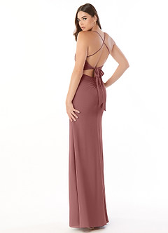 Azazie Aribella Final Sale Desert Rose Sheath Ruched Chiffon Dress image4
