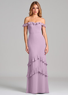 Azazie Marilynn Final Sale Wisteria Mermaid Off the Shoulder Chiffon Dress image3