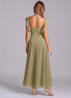 Azazie Leilani 신부 들러리 드레스 A라인 셔링 쉬폰 발목 길이 드레스 image2