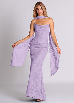 Azazie Sorrel Vestidos de madrinha de casamento Vestido Lilás de Esgotamento Floral de sereia com Espartilho image1