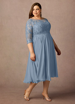 Azazie Marge Mother of the Bride Mekot A-linja Scoop pitsi Sifonki Tee-pituus Pukeutua image10