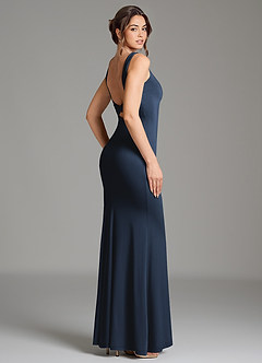 Azazie Gwen Bridesmaid Dresses Dark Navy Mermaid Pleated Premium Stretch Jersey Dress image5