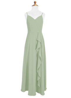 Azazie Naeem Junior Dusty Sage A-Line Ruched Chiffon Dress image4