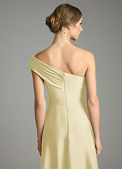 Azazie Melanie Suknie dla druhen Linia A Zza ramienia Satyna elastyczna Do ziemi Sukienka image2