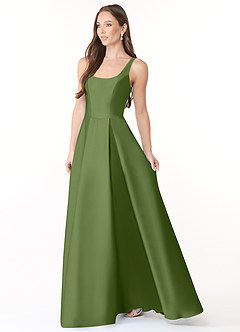 Azazie Neve Bridesmaid Dresses Juniper Ball-Gown with Pockets Stretch Satin Dress image3