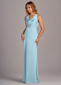 Azazie Wrenlee Bridesmaid Dresses Sky Blue A-Line Stretch Satin Dress image3