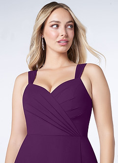 Azazie Nahrin Bridesmaid Dresses Grape A-Line V-Neck Pleated Chiffon Dress image5