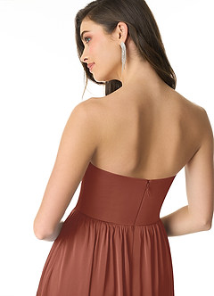 Azazie Morana Final Sale Auburn A-Line Off the Shoulder Stretch Satin Convertible Dress image8