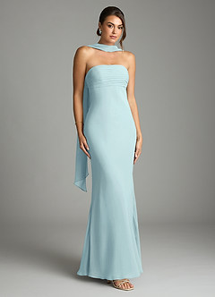 Azazie Saylor Bridesmaid Dresses Sea Glass Mermaid Strapless Chiffon Dress image1