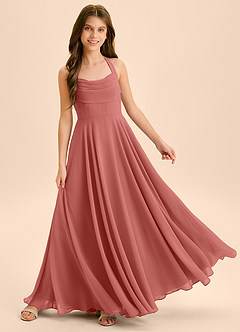 Azazie Kady Junior Klä av A-Line i Chiffong Älskling Halsringning image4