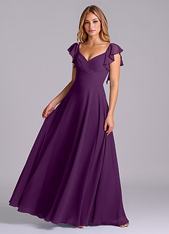 Azazie Leilani Bridesmaid Dresses Grape A-Line Pleated Chiffon Dress image1