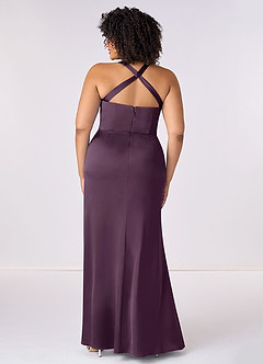 Barbie ♥ Azazie Bridesmaid Dresses Plum Mermaid Pleated Stretch Satin Dress image7