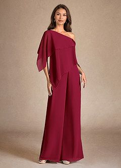 Azazie Halima Kleider für die Brautmutter Overall/Jumpsuit Seitliche Cut-Outs Chiffon Kleid Burgunderrot image5