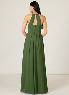Azazie Sarah Bridesmaid Dresses Olive Empire Pleated Chiffon Dress image2