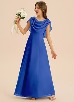 Azazie Lambie Junior Royal Blue A-Line Pleated Chiffon Dress image2