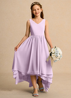 Azazie Kitten Girls Formal Flower Girl Dresses Frosted Lilac A-Line Chiffon Dress image4