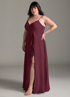 Azazie Akita Abiti da Damigella Abito A-Line in Chiffon Cabernet image8