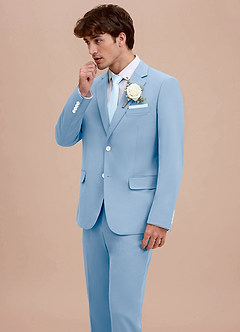 front Ethan Sky Blue Refined Weave Performance Suit Jacket