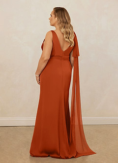 Christian Siriano Bridal for Azazie 1011 Bridesmaid Dresses Burnt Orange Mermaid Bow Stretch Satin Dress image12