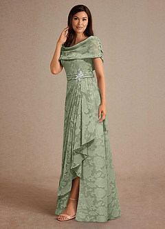 Azazie Branford vestidos de madre de la novia Vestido de Agave de Devorado Floral de Corte En A con Plisado image2
