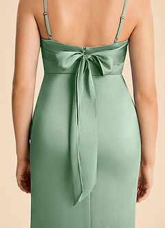 Azazie Mia Junior Agave Mermaid Pleated Stretch Satin Dress image6