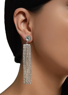 front Pendientes de borlas con diamantes de imitación de moda