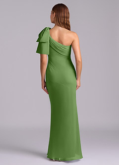Azazie Yuanna Bridesmaid Dresses Basil Mermaid One Shoulder Chiffon Dress image2