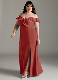Azazie Sophie Bridesmaid Dresses Terracotta A-Line Off the Shoulder Chiffon Convertible Dress image8