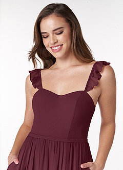 Azazie Metz Bridesmaid Dresses Cabernet A-Line Sweetheart Ruched Chiffon Dress image5