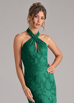 Azazie Marlissa Brautjungfernkleider Etui Plissee Blumen-Burnout Kleid Smaragd image4