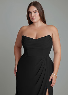 Azazie Johana Jurken voor bruidsmeisjes Converteerbaar Jurk van Chiffon met Zeemeermin Off-shoulder Zwart image15