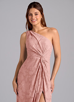 Azazie Brooke Bridesmaid Dresses Rosette A-Line One Shoulder Floral Burnout Dress image6