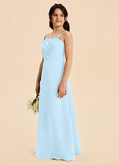 Azazie Rory Junior Vestido de Azul Cielo de Gasa de Corte en A con Plisado image3
