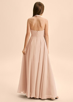 Azazie Kady Junior Abito A-Line in Chiffon Scollo a Cuore Rosa Inglese image2