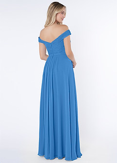 Azazie Audrianna Bridesmaid Dresses Blue Jay A-Line Off-The-Shoulder Gathered Chiffon Convertible Dress image8