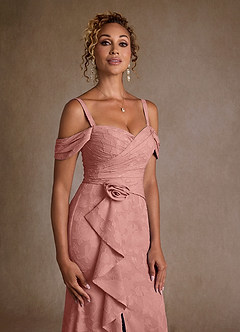 Azazie Irene vestidos de madre de la novia Vestido de Rosetón de Devorado Floral de Corte en A con Vestidos sin tirantes image7