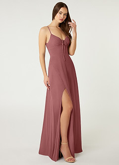 Azazie Minie Bridesmaid Dresses Amethyst A-Line Bow Chiffon Dress image4