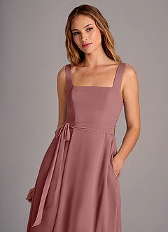 Azazie Deb Bridesmaid Dresses Desert Rose A-Line with Pockets Chiffon Convertible Dress image2