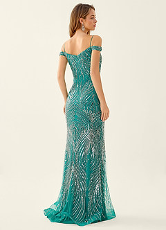 Sabine Green Beading Corset Lace Up Back Mermaid Prom Dress image2