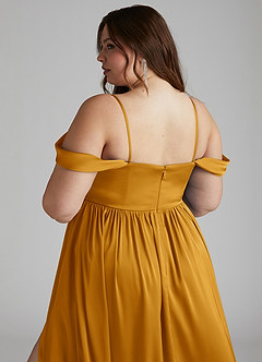 Azazie Morana Bridesmaid Dresses Butterscotch A-Line Off the Shoulder Stretch Satin Convertible Dress image16