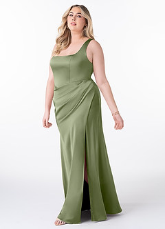 Azazie Mero Bridesmaid Dresses Pistachio Mermaid Pleated Stretch Satin Dress image7
