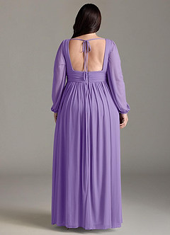 Azazie Norah Bridesmaid Dresses Tahiti A-Line V-Neck Long Sleeve Chiffon Dress image7