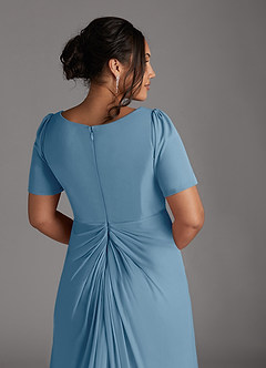 Azazie Bessie Mother of the Bride Dresses Steel Blue A-Line Pleated Mesh Dress image10