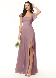Azazie Bondi Bridesmaid Dresses Dusty Rose A-Line Ruffled Chiffon Dress image2