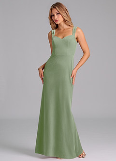 Azazie Denice Bridesmaid Dresses Dusty Sage Sheath Pleated Velvet Dress image3