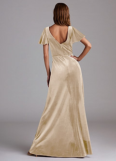 Azazie Soren Robes de demoiselle d'honneur Robe Trapèze en velours Champagne image6