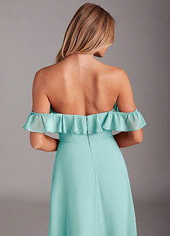 Azazie Lyra Bridesmaid Dresses Aqua A-Line Chiffon Convertible Dress image8