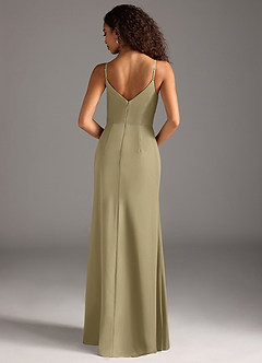 Azazie Deandra Abiti da Damigella Abito Sirena in Chiffon Plissettato Verde Muschio image6
