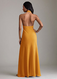 Azazie Lorena Bridesmaid Dresses Butterscotch Mermaid Pleated Chiffon Dress image2
